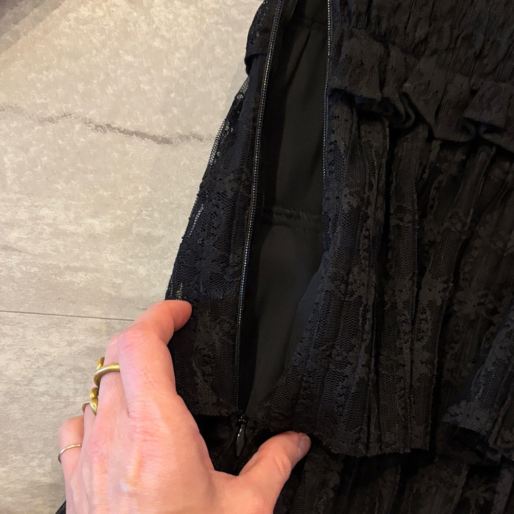 Chic Black Ruffled Midi Dress - Picture 8 of 9
